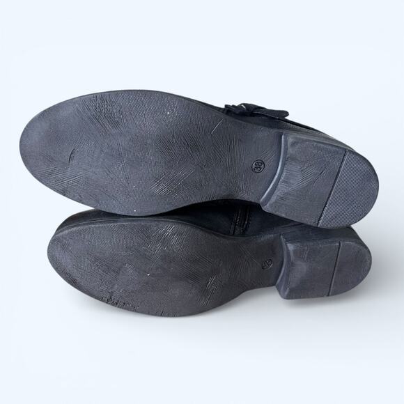 Mix Mooz Shane Moto Ankle Boots Black Leather Women's size 38 W Edgy Punk Boho - Picture 6 of 10